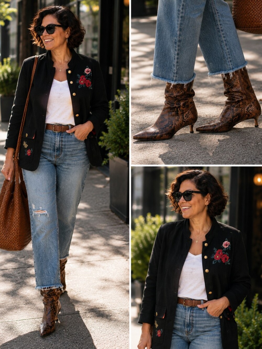 Target Black Embroidered Blazer with Red Lining